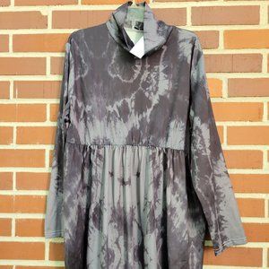 Gray/Black Tie Dye Babydoll Top - Size XL - NWT